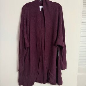 Leith Womens Dolman Sleeve Long Cardigan Open Front Slouch Ribbed Knit NWT 1X